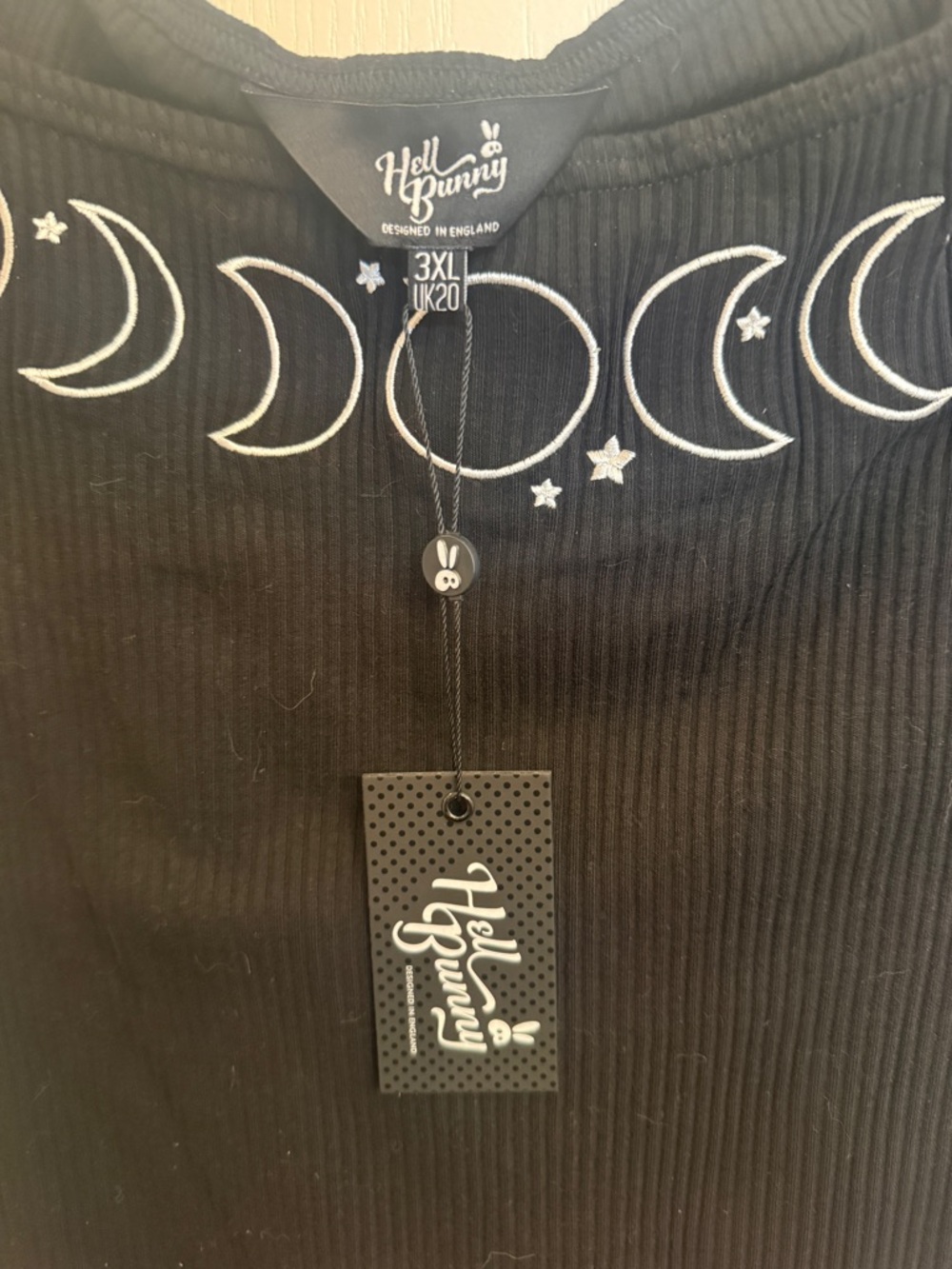Hell Bunny Black Ribbed Moon “Phaze” Top - Picture 4 of 4